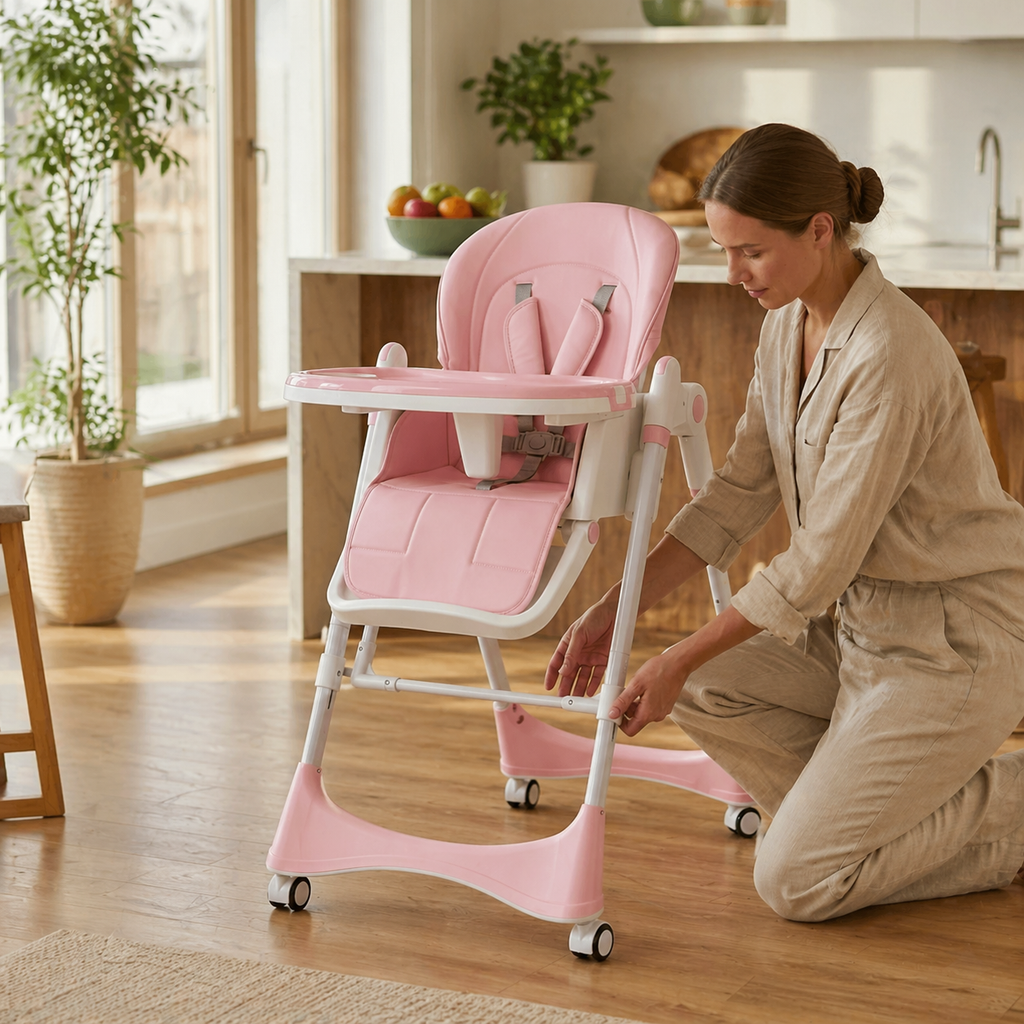 6 In 1 Foldable High Chair Adjustable Height And Tray