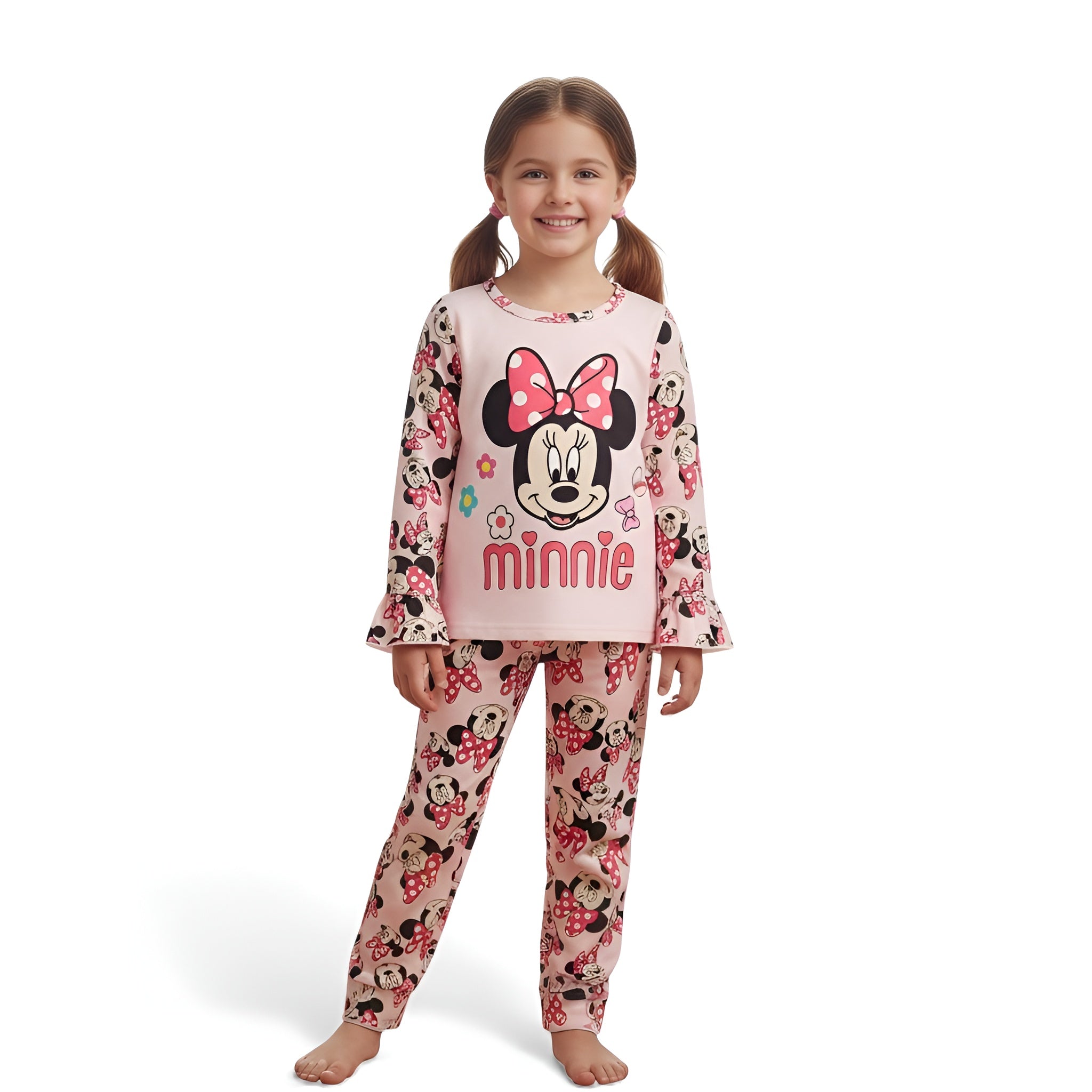 Kids Cartoon Minnie Printed Pajama Set