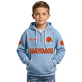 Kids Waffle Quarter Zip Hoodie With Vintage Sports Design