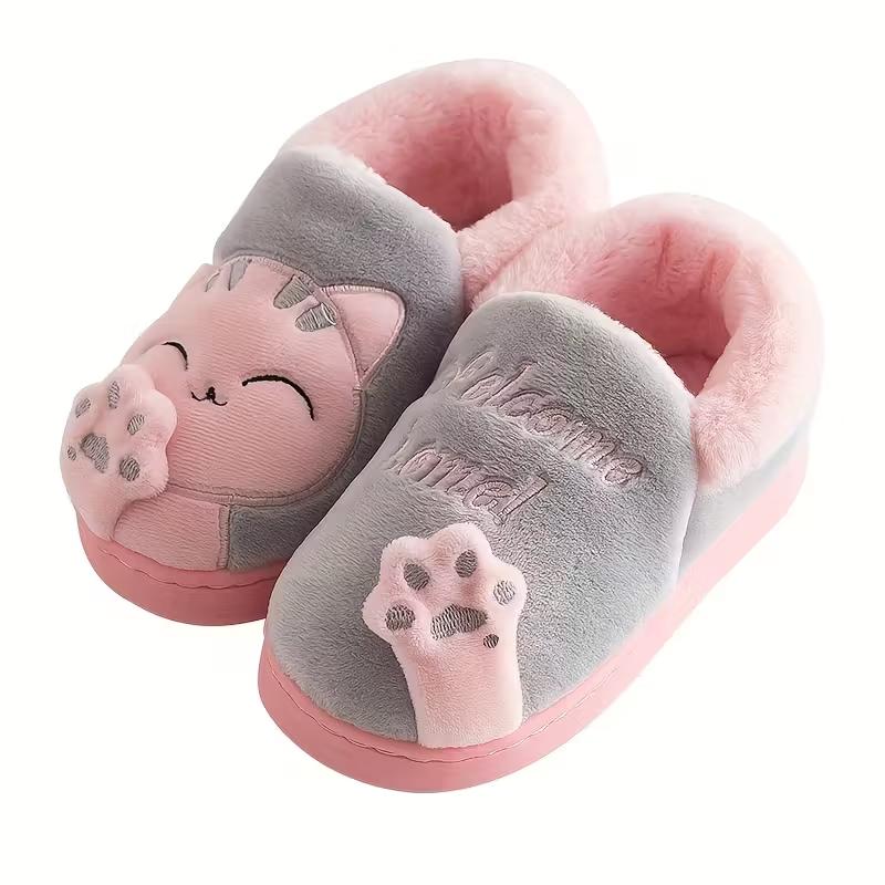 Kids Furry Cartoon Design House Shoes