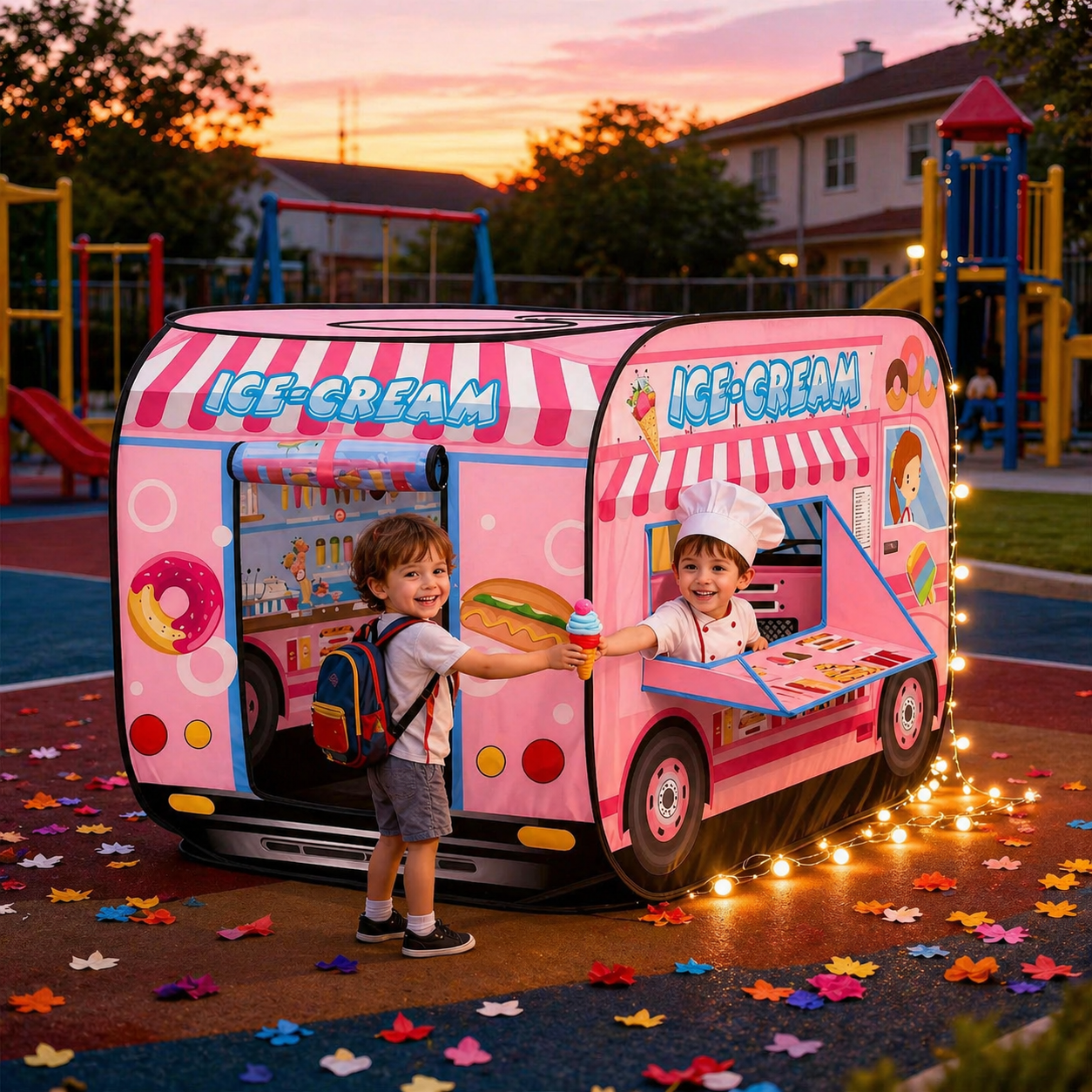 Foldable Ice Cream Themed Truck Design Playhouse Tent