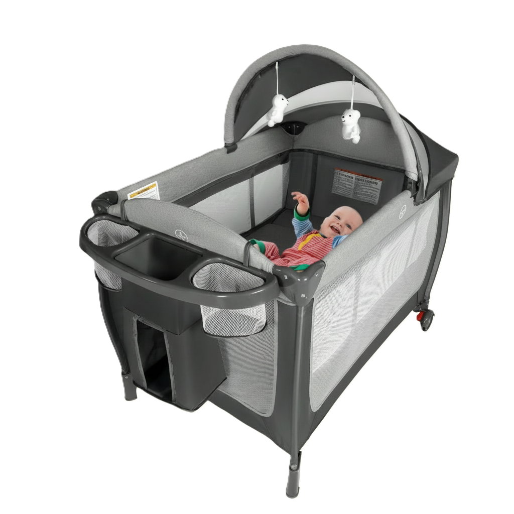 Babies 4 In 1 Portable Playard With Bassinet Changing Table And Storage Basket