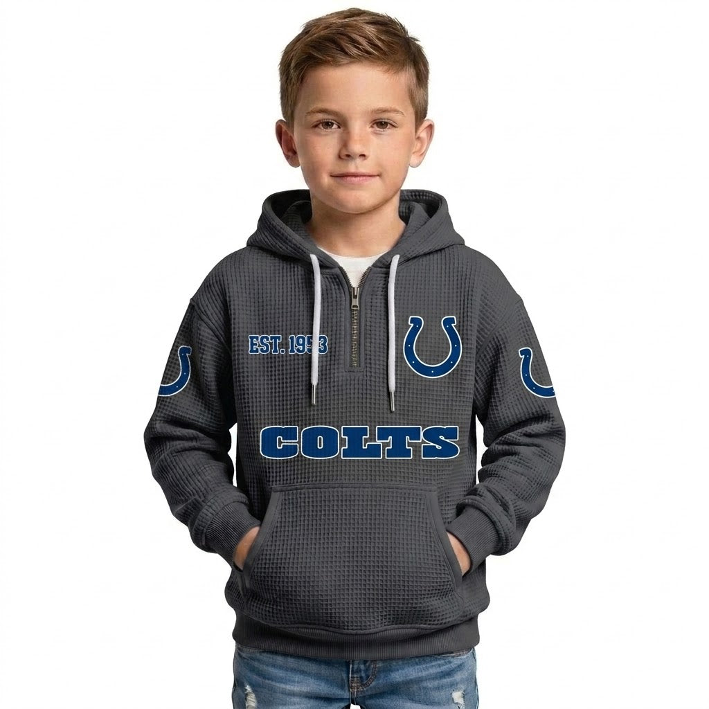 Indianapolis Colts Inspired Quarter Zip Kids Hoodie