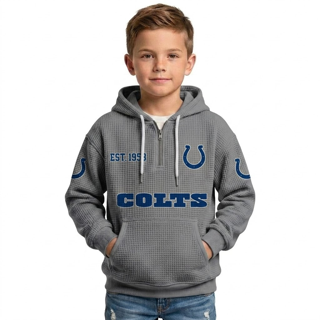 Indianapolis Colts Inspired Quarter Zip Kids Hoodie