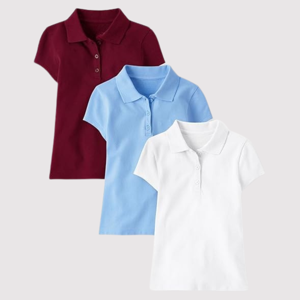 Pack Of 3 Short Sleeve Pique Polo Shirt