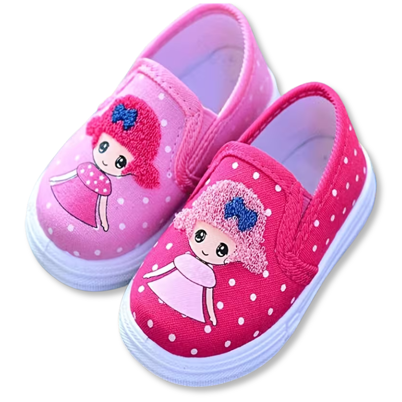 Toddler Girls Polka Dot Canvas Slip On Sneakers