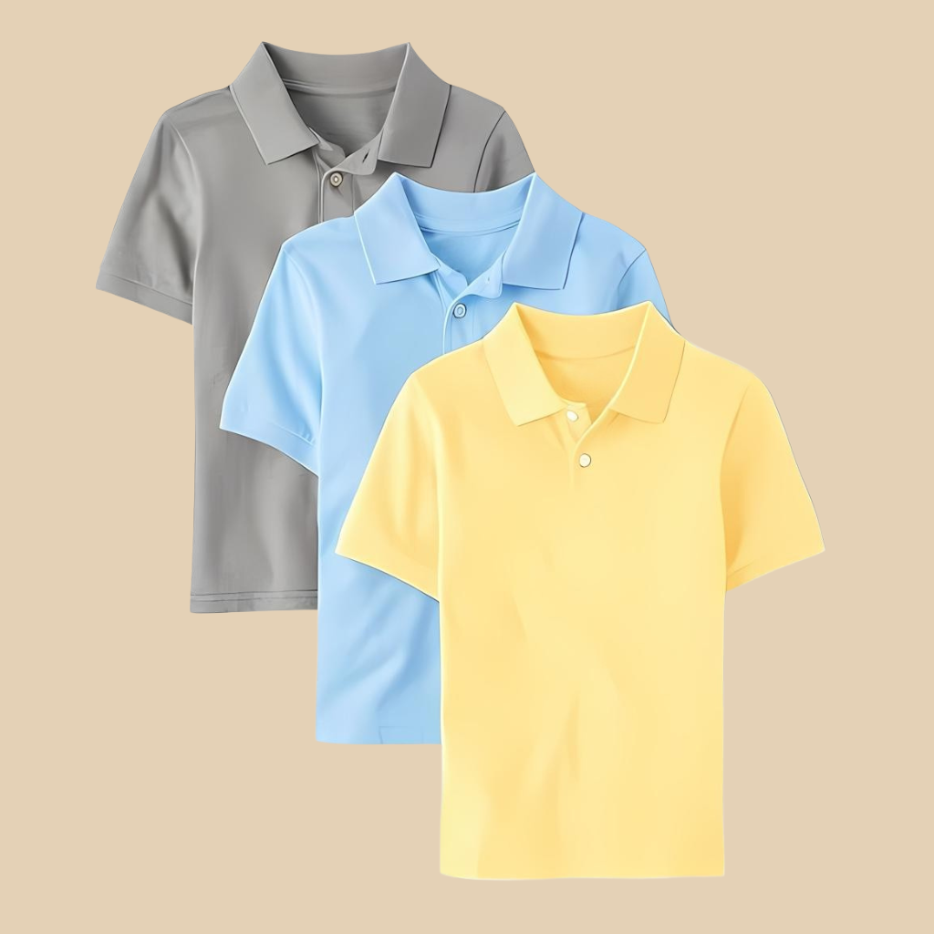 Pack Of 3 Boys Short Sleeve Pique Polo T Shirts