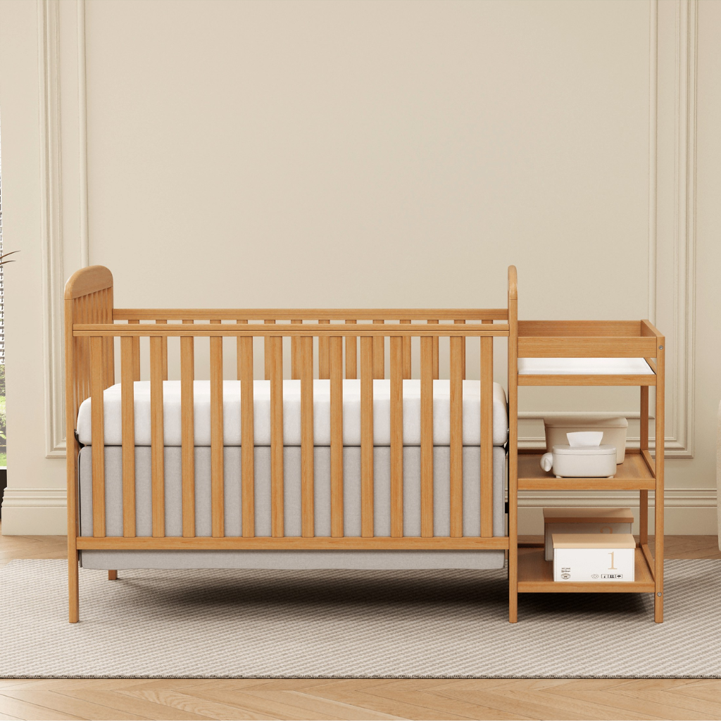 Babies 3 In 1 Convertible Crib With Changing Table Storage Shelves