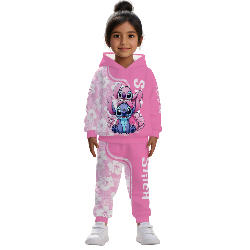 Girls Floral Print Hoodie And Sweatpants Set