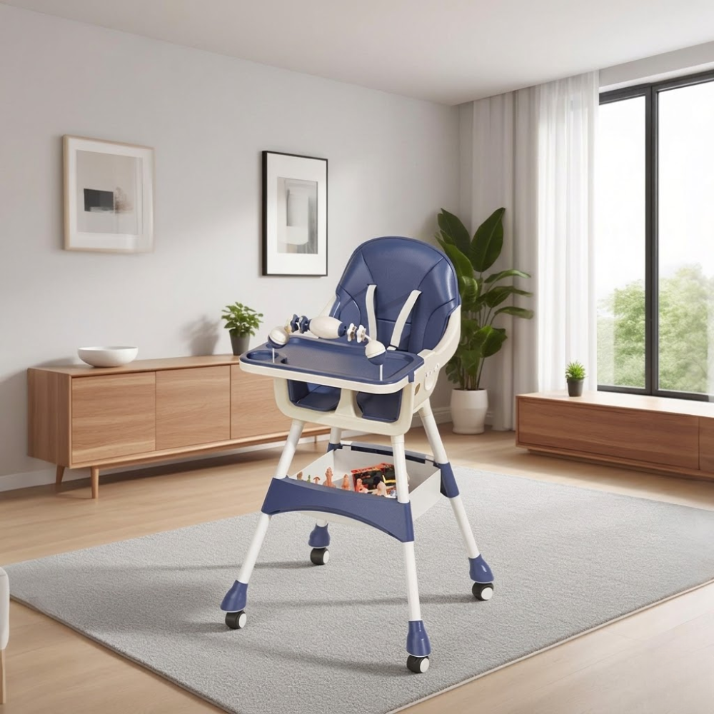 Babies And Toddlers Portable Multi Functional High Chair Lock Wheels