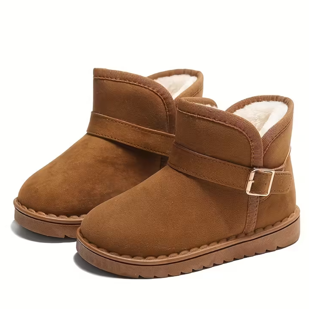 Girls Round Front Solid Fabric Winter Boots