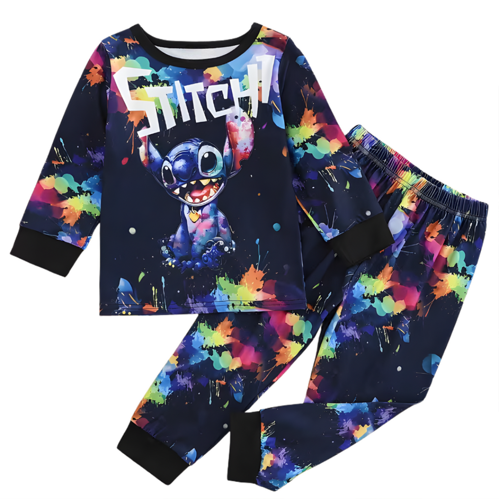 Stitch Color Splash Print Pajama Set