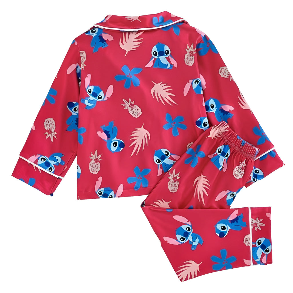 Stitch and Floral Print Pajama Set