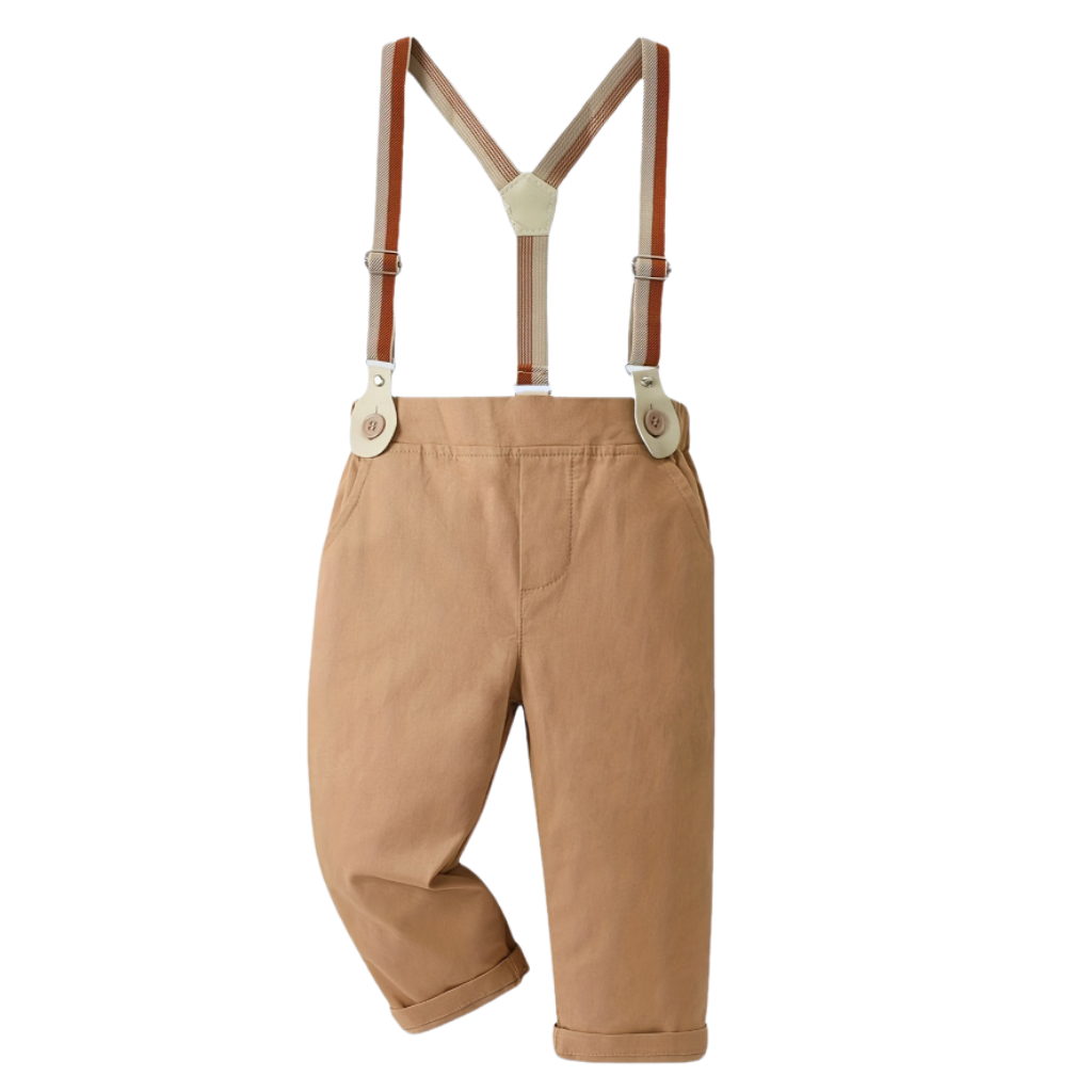 Boys Two Piece Long Sleeve Shirt With Bow And Trousers With Belt Set