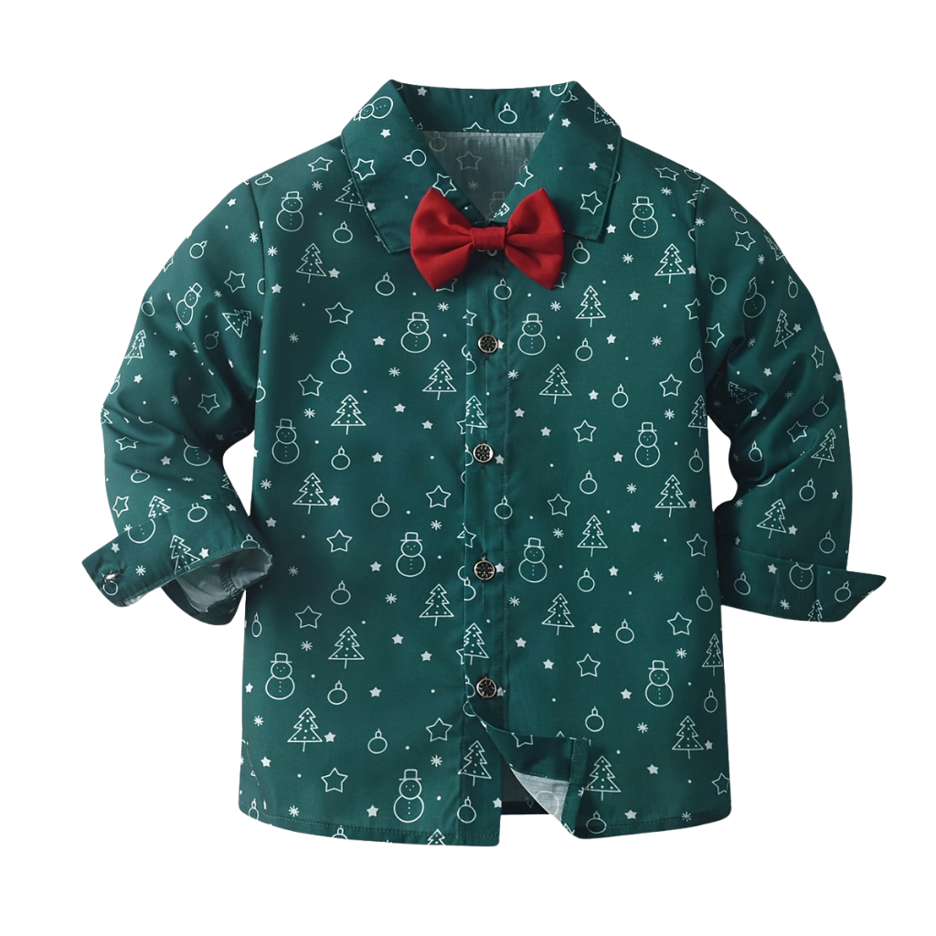 2 Piece Christmas Tree Themed Long Sleeve Shirt And Pants Set