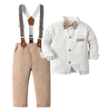 Boys 2 Piece Long Sleeve Shirt With Pants And Bow Tie Set