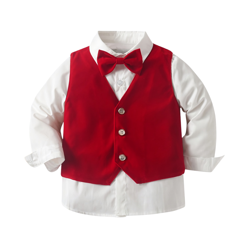 Baby Boys 4 Piece Of Long Sleeve Shirt Vest And Pants Outfit Suit Set With Hat