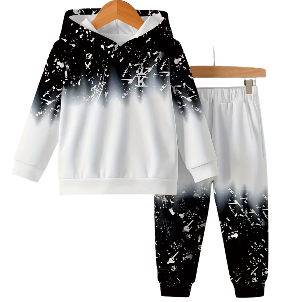 Boys Long Sleeve Printed Hoodie And Pants Set