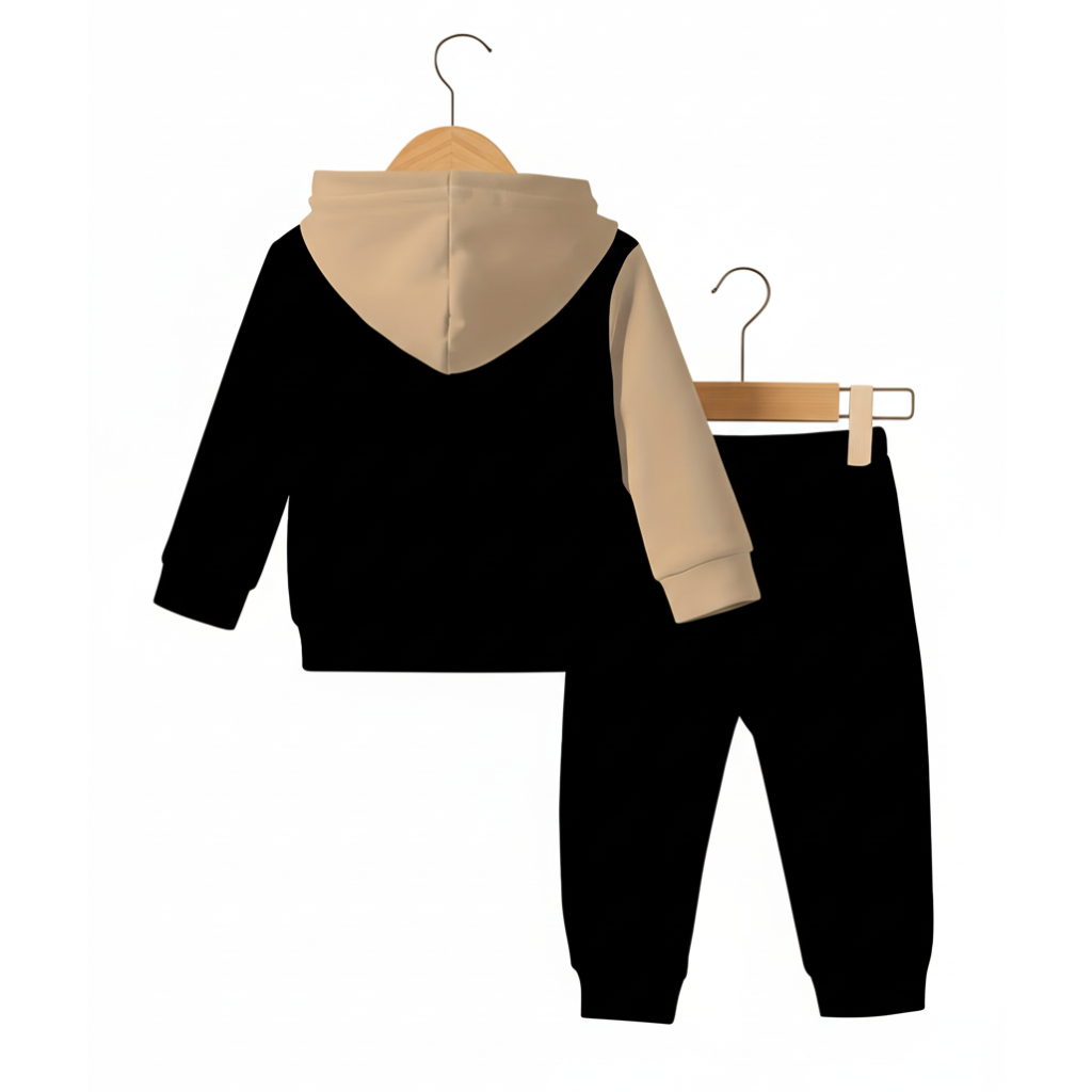 Boys Hooded Sweatshirt And Trousers Set With Letter Printed