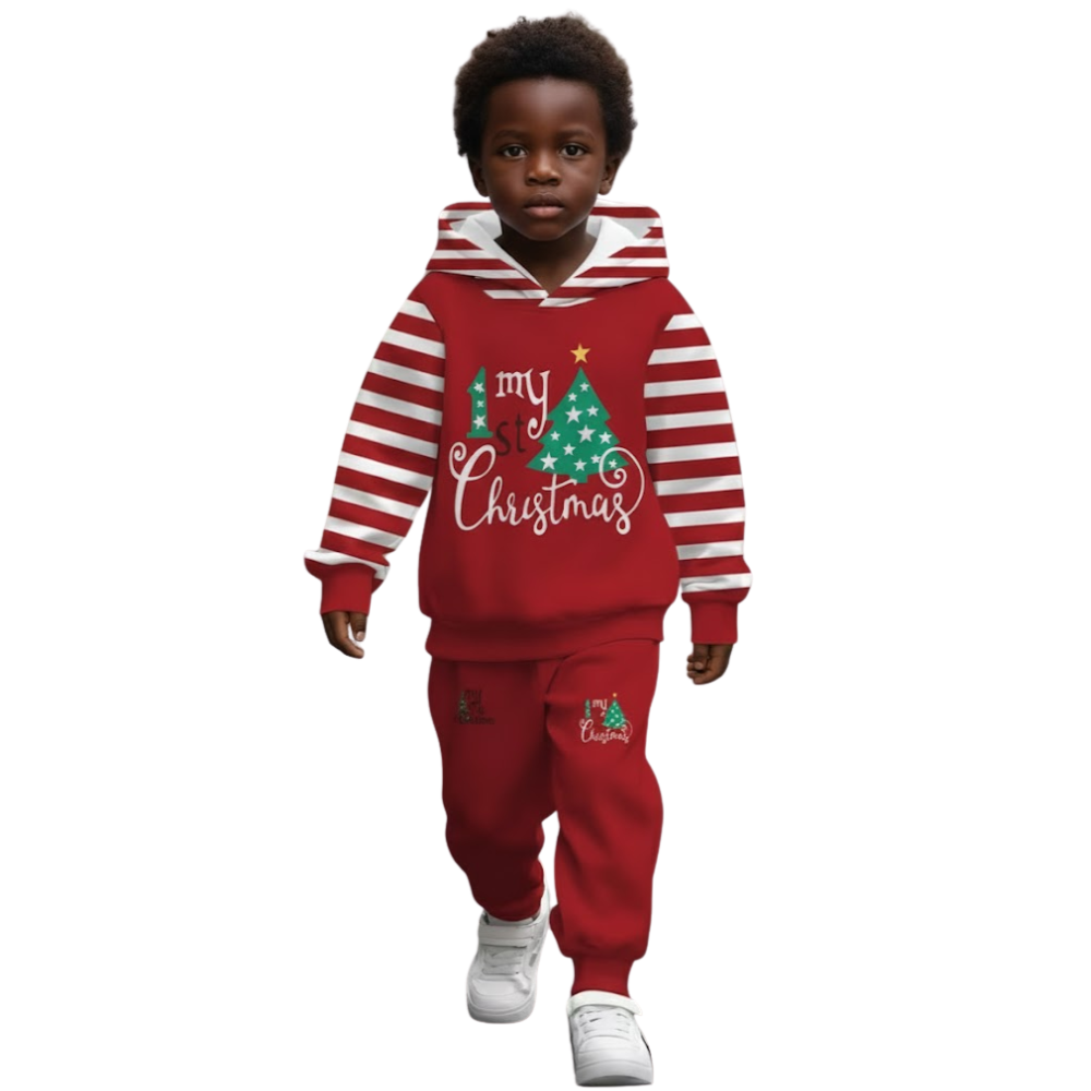 Christmas Tree Printed Top And Pants Outfit Set