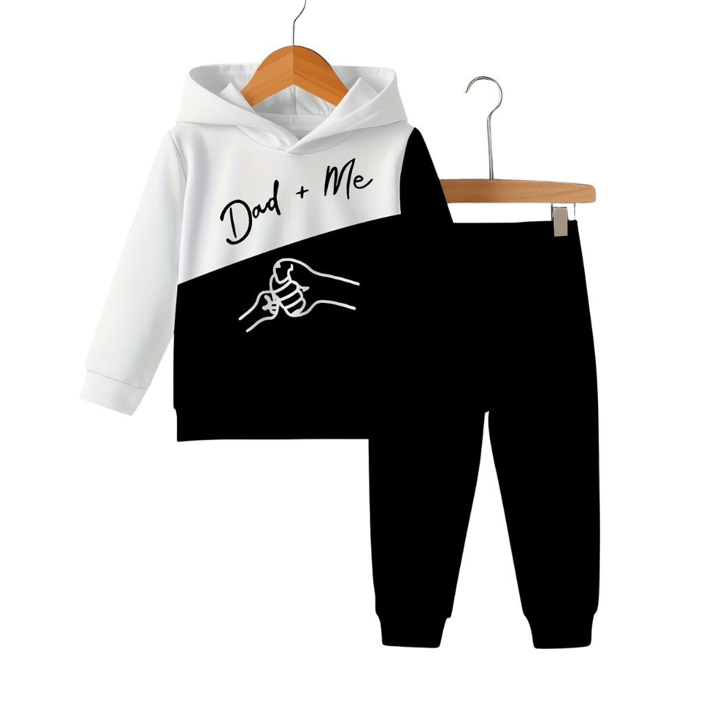 Boys Dad Plus Me Printed Hooded Sweatshirt Set