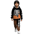 Printed Hoodie And Matching Striped Pants Set