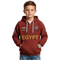 FIFA 2026 Egypt Printed Waffle Quarter Zip Kids Football Fan Hoodie
