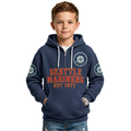 Seattle Mariners EST 1977 Kids Baseball Fan Printed Waffle Quarter Zip Hoodie