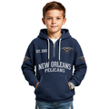 New Orleans Pelicans EST 2002 Kids Baseball Fan Printed Waffle Quarter Zip Hoodie