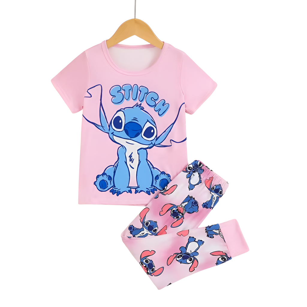 Stitch Character Short Sleeve Top And Pajama Set
