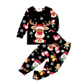 Christmas Reindeer And Snowman Printed Long Sleeve Outfit Set