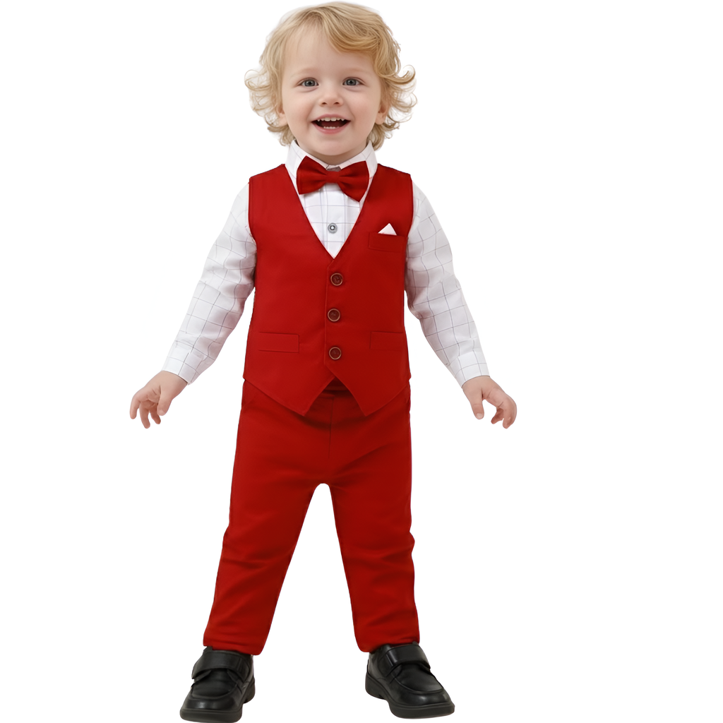 Boys Outfit Set With Bow Tie Vest And Pants