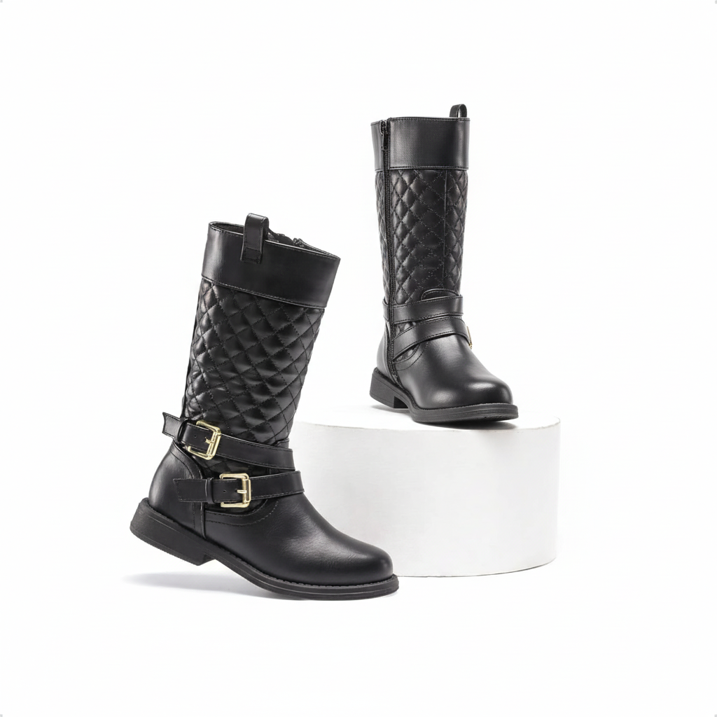Toddlers Girls Quilted Riding Boots