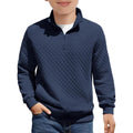 Boys Quilted Sweatshirt With Quarter Zip And Long Sleeves