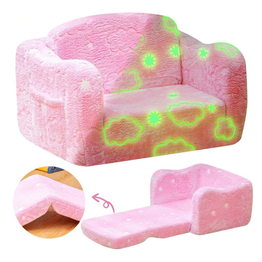 Kids Convertible Sofa Bed With Soft Memory Foam Cushion