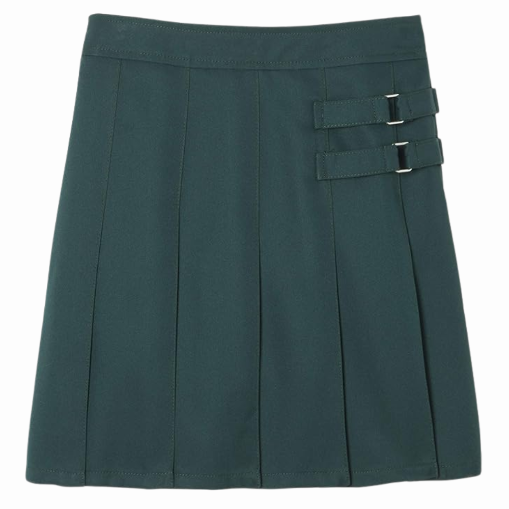 Girls Adjustable Waist Front Pleated Scooter Skirt With Built In Shorts