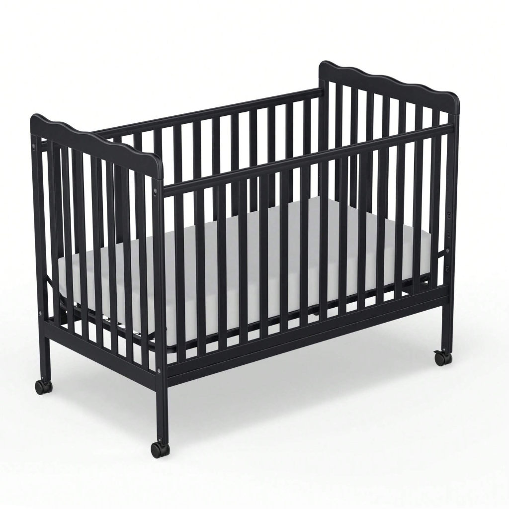 Babies 3 In 1 Convertible Crib With Locking Wheels And Adjustable Mattress