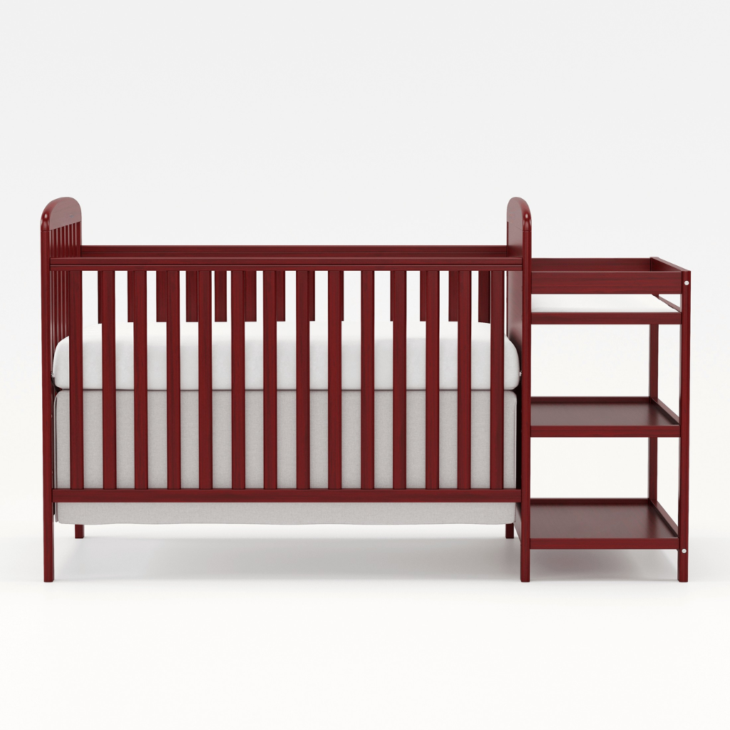 Babies 3 In 1 Convertible Crib With Changing Table Storage Shelves