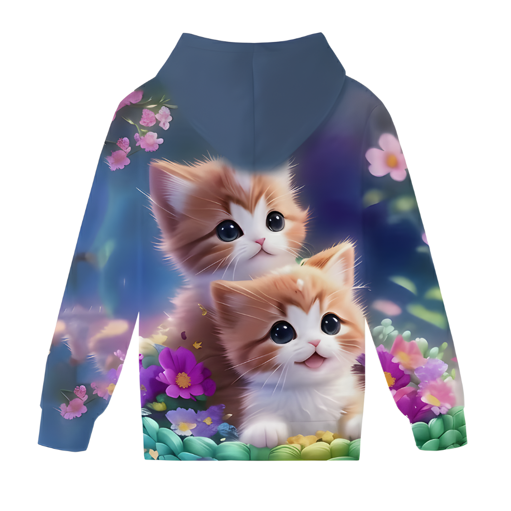 Cozy Kitten Tabby Cat Printed Hoodies