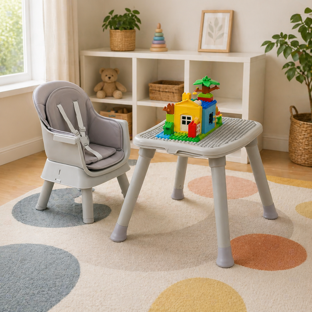Toddler 8 In 1 High Chair Double Layer Cushions Multifunctional