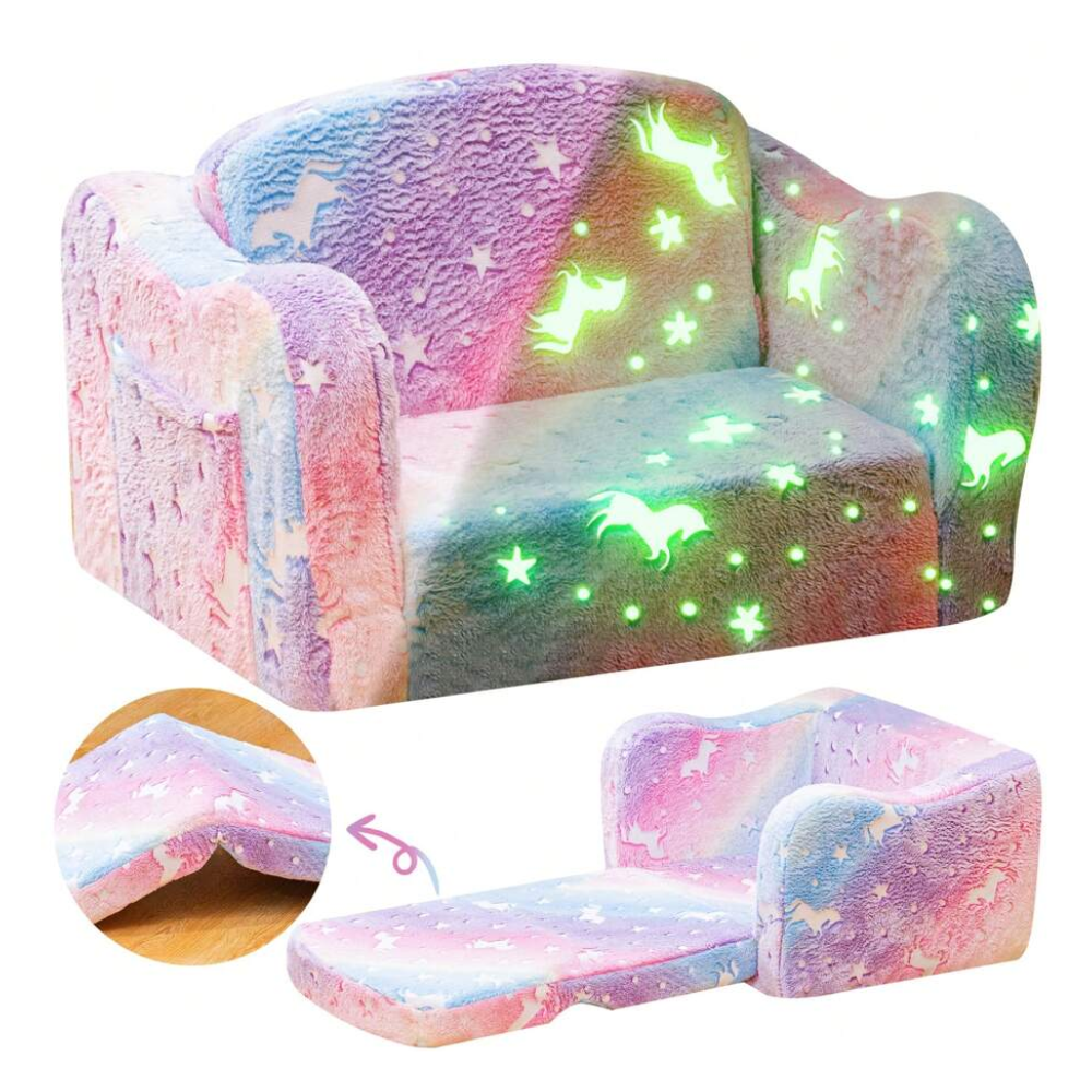 Kids Convertible Sofa Bed With Soft Memory Foam Cushion