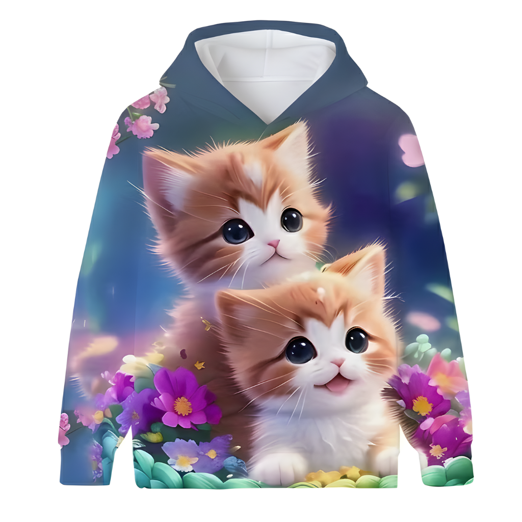 Cozy Kitten Tabby Cat Printed Hoodies
