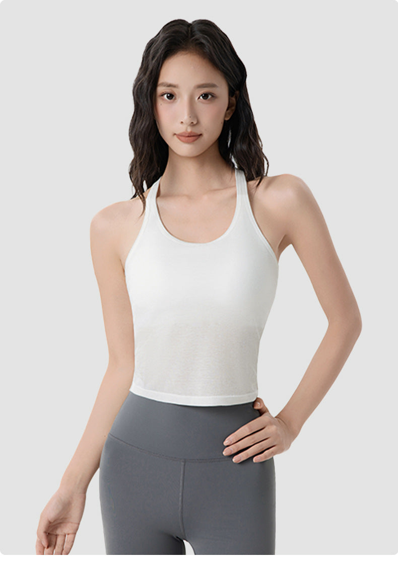 Women’s Long Sleeve Top Cami Set White Loose‑Fit Yoga Workout Layering Outfit