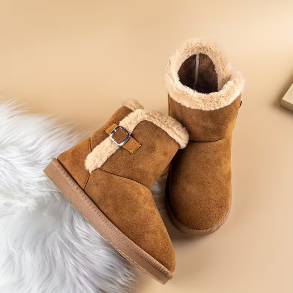 Kids Faux Suede Winter Snow Boots With Non Slip Sole