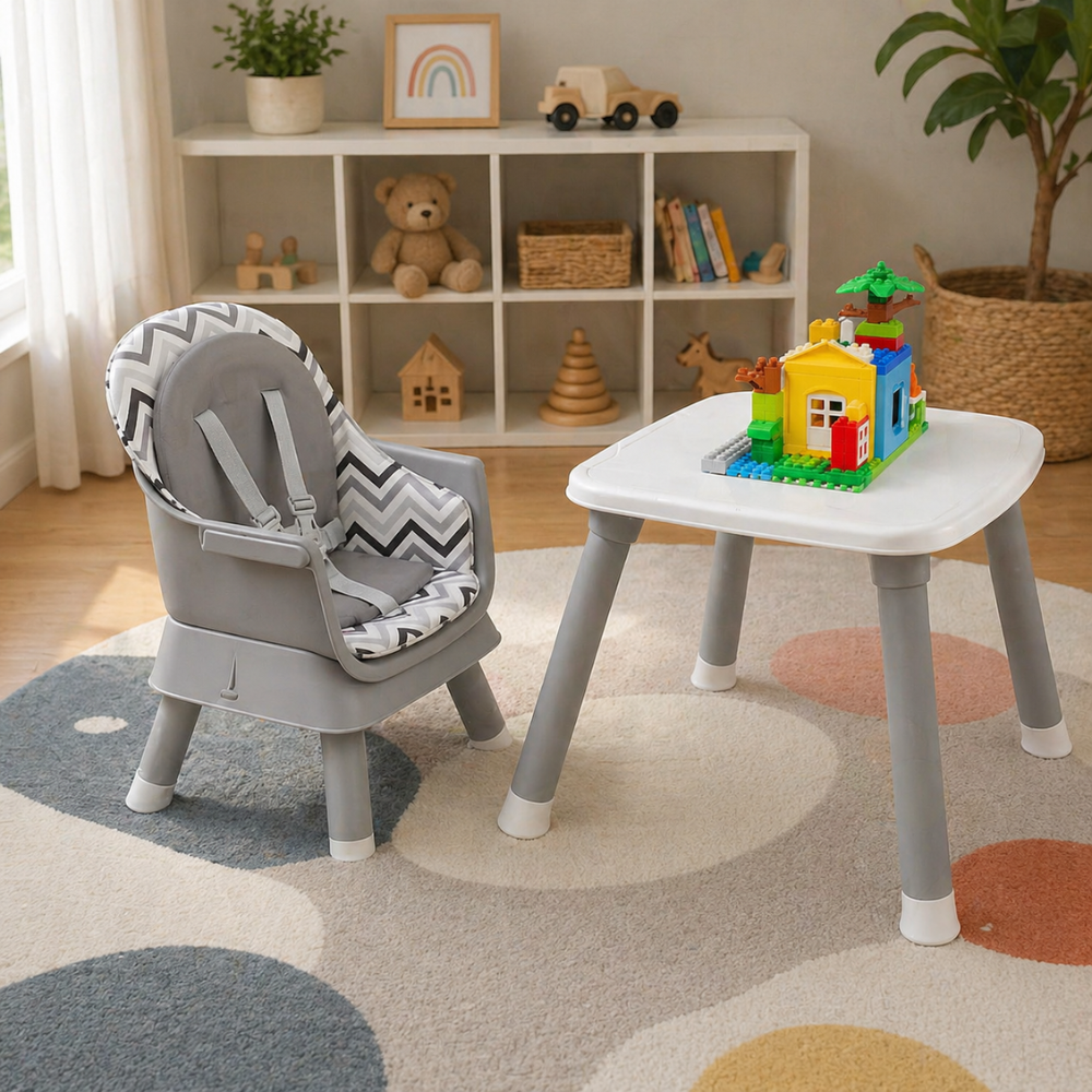 Toddler 8 In 1 High Chair Double Layer Cushions Multifunctional