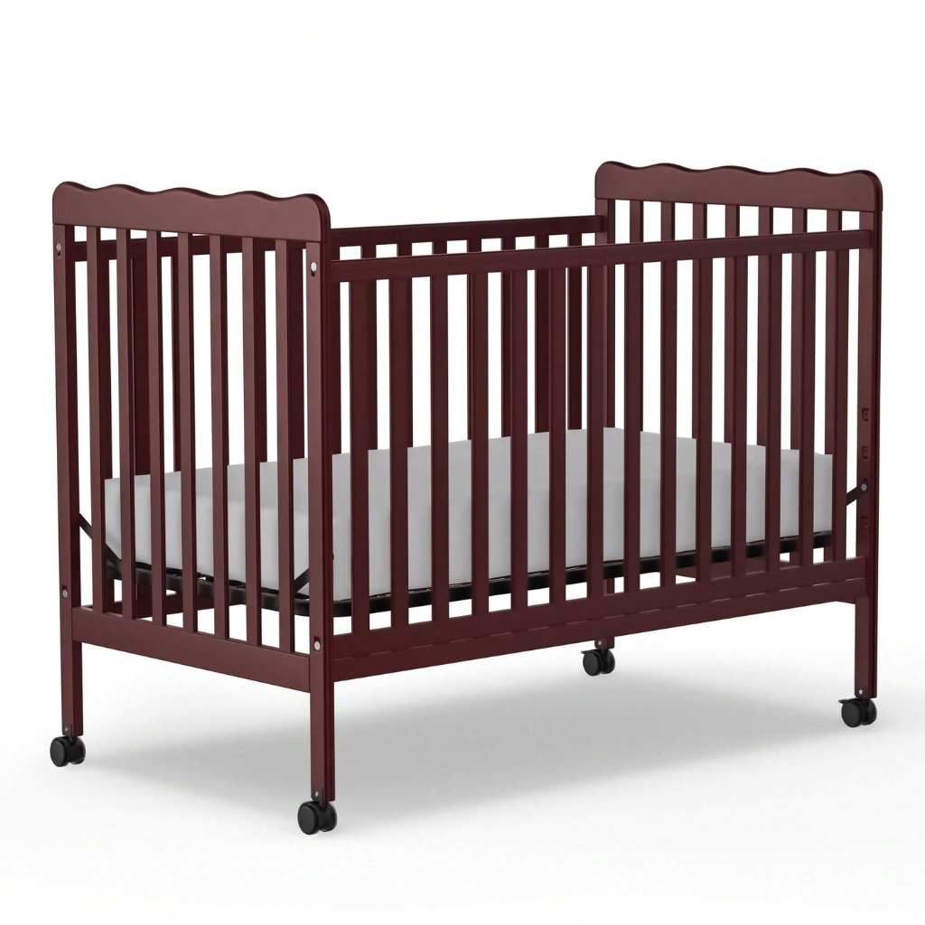 Babies 3 In 1 Convertible Crib With Locking Wheels And Adjustable Mattress