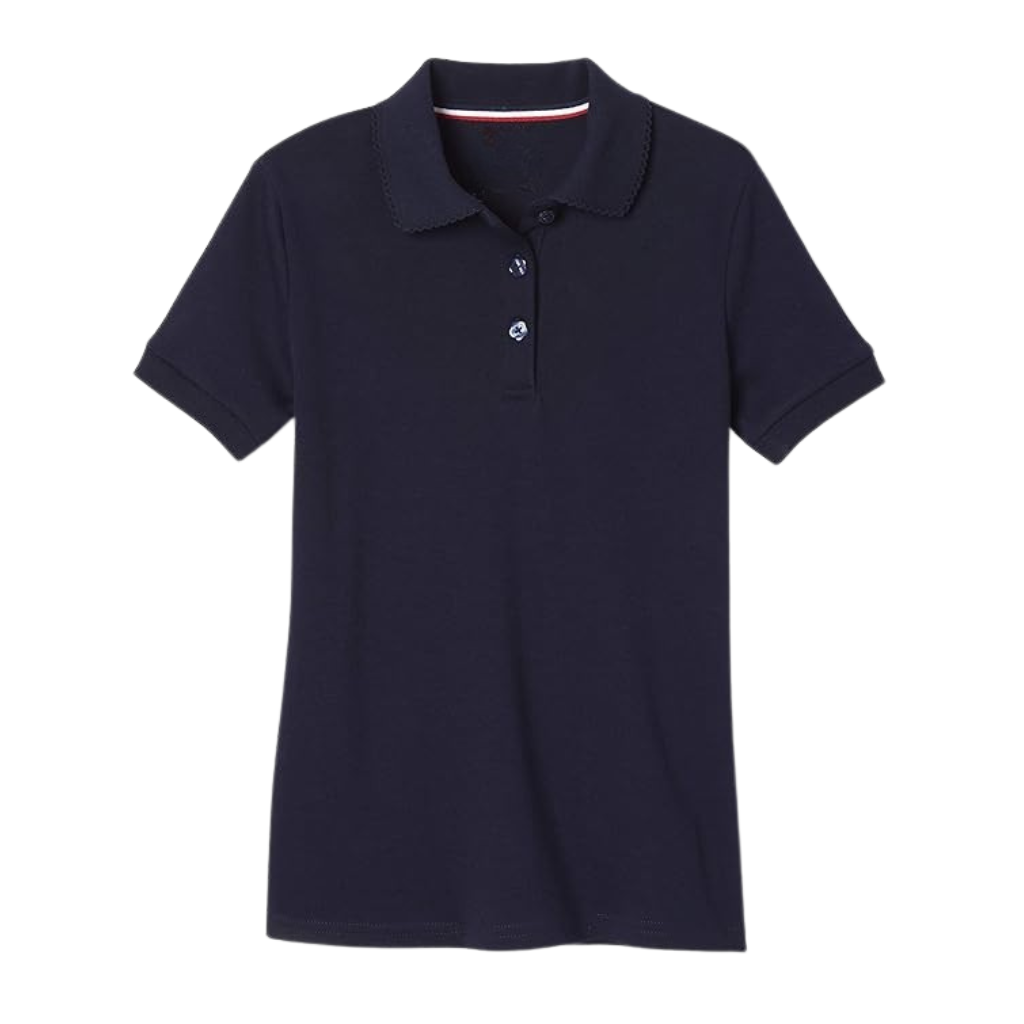 Girls Short Sleeve Picot Collar School Uniform Shirt