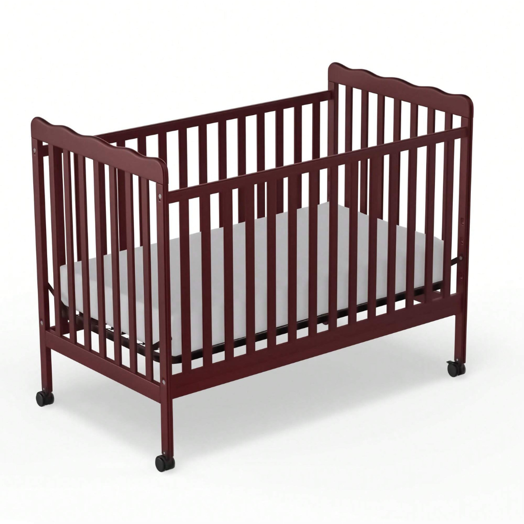 Babies 3 In 1 Convertible Crib With Locking Wheels And Adjustable Mattress