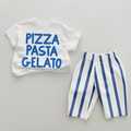 Pizza Pasta Gelato Baby Vertical Striped Outfit Two Piece Set
