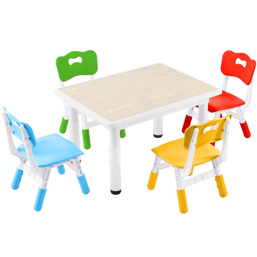 Kids Adjustable Graffiti Desktop Table And Chairs Set